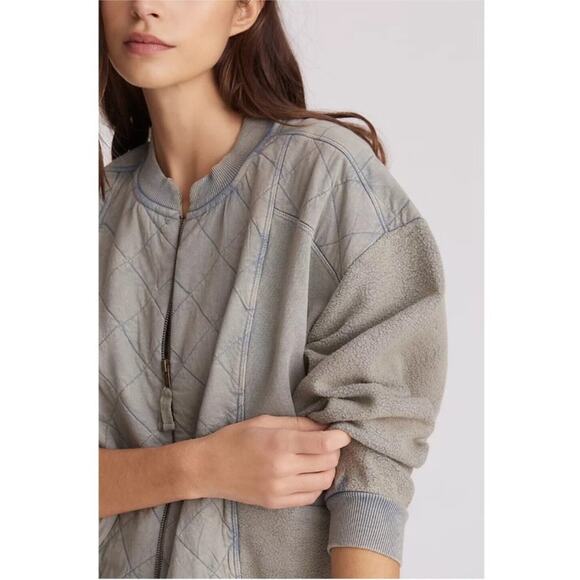 Anthropolgie Pilcro Quilted Bomber Jacket Washed Teal Blue S - Picture 3 of 12